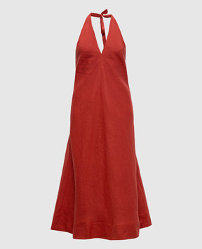 Faithfull Amara red linen dress with open back FF4310DTO