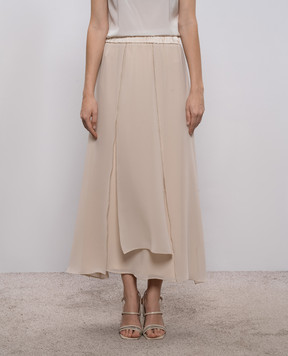 Peserico Beige silk midi skirt A050827309E