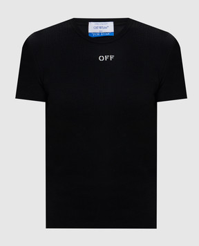 Off-White Black T-shirt with embroidered logo 2AA065C99JER005