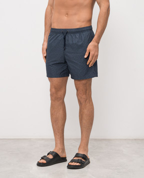 Canali Blue swim shorts with branded print UA0010193024