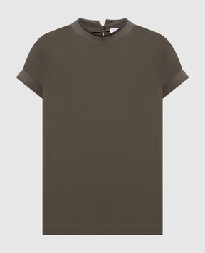 Brunello Cucinelli Khaki T-shirt with monil chain M0T18BD200
