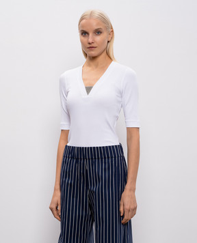 Brunello Cucinelli White T-shirt with a monil chain M0TC8EL692