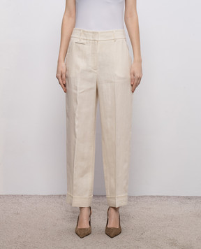 Peserico Ivory linen pants P0413502606