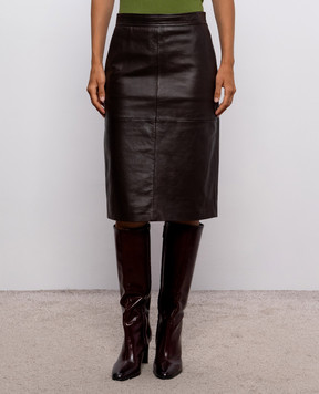 Max Mara Brown leather skirt TIMORE MSTTIMORE