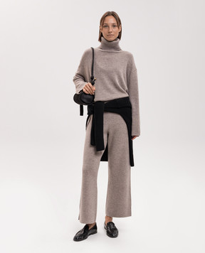 Allude Beige wool and cashmere pants with slits 26517614