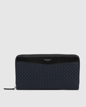 Serapian Blue leather wallet with logo print SRSTSMSL736919AC20