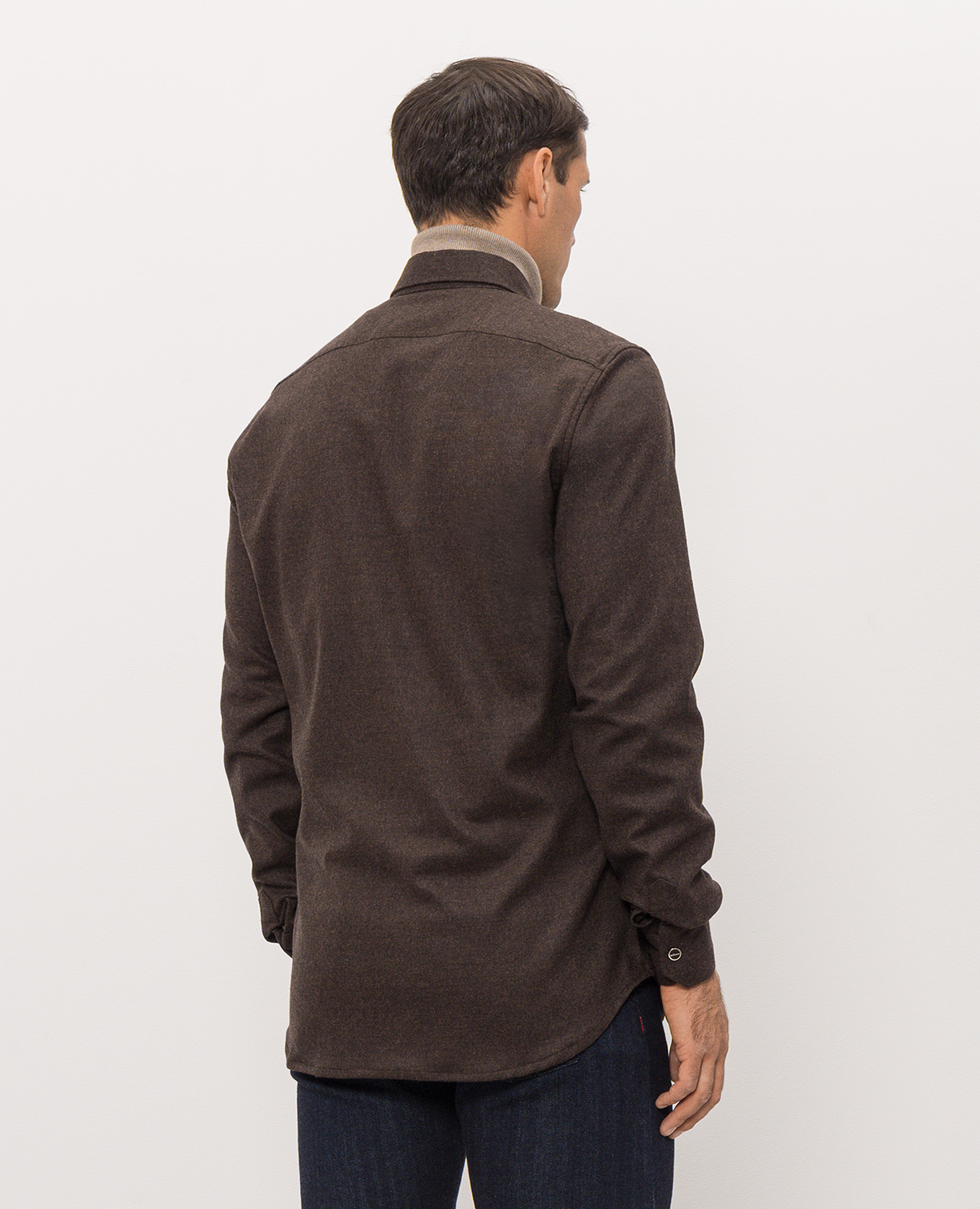 Brown wool shirt Kiton 4