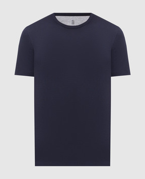 Brunello Cucinelli Blue ribbed T-shirt MR8301336
