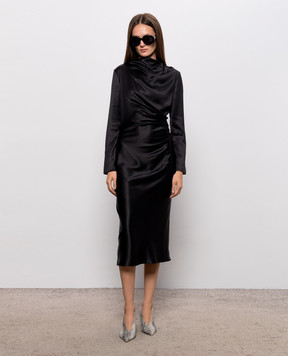 Loulou de Saison Black midi dress FABIO with silk FABIO