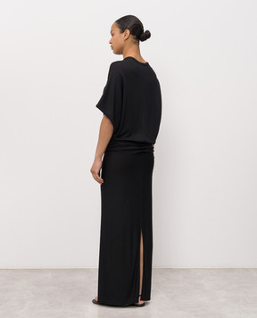 The Row Black Delyra dress with drapery 10973K486