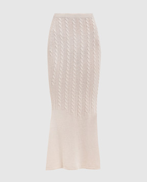 Twinset Beige wool patterned maxi skirt 252TP3322