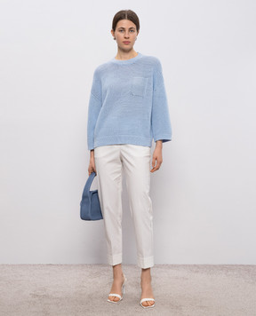 Peserico White pants with a monil chain A04753D01037