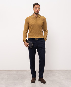 Stefano Ricci Brown wool, silk and cashmere polo shirt KE08020P30E26370