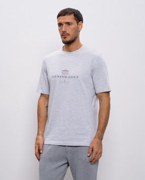 Brunello Cucinelli Grey melange printed T-shirt M0B138520