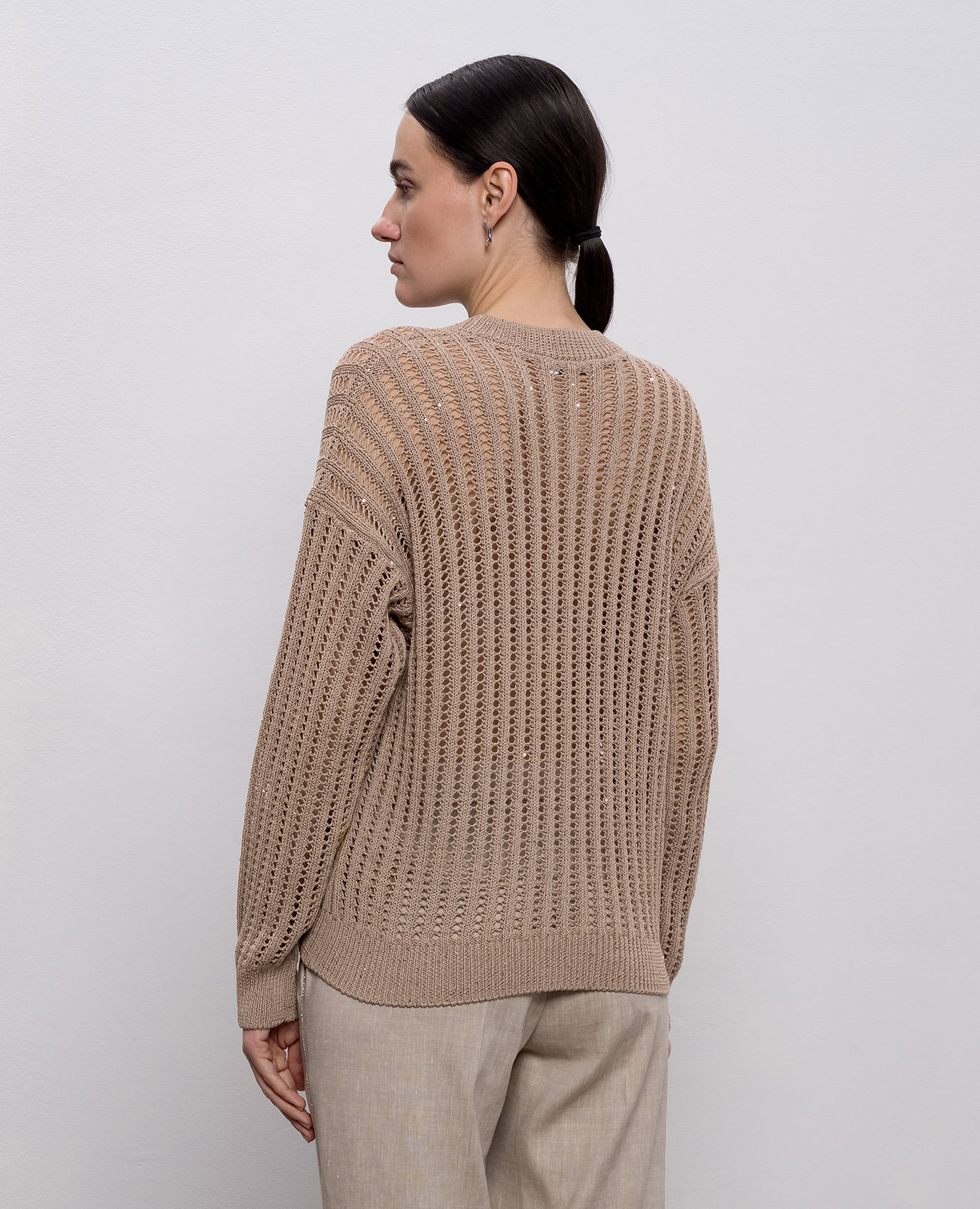 

Brown openwork jumper with sequins Peserico