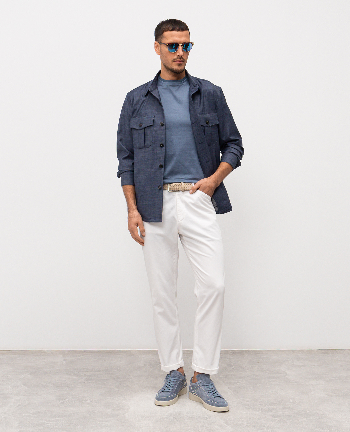 Blue wool shirt with emblem Canali 2