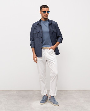 Canali Blue wool shirt with emblem AA0252431019