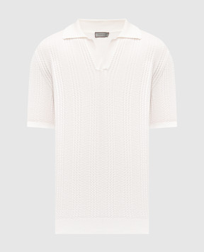 Canali White polo shirt with a pattern MK02463C1178