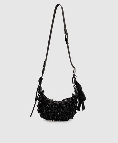 Black HM0 beaded hobo bag