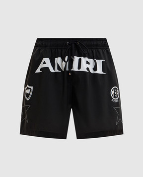 AMIRI Black logo print swim shorts AMBOSW1003