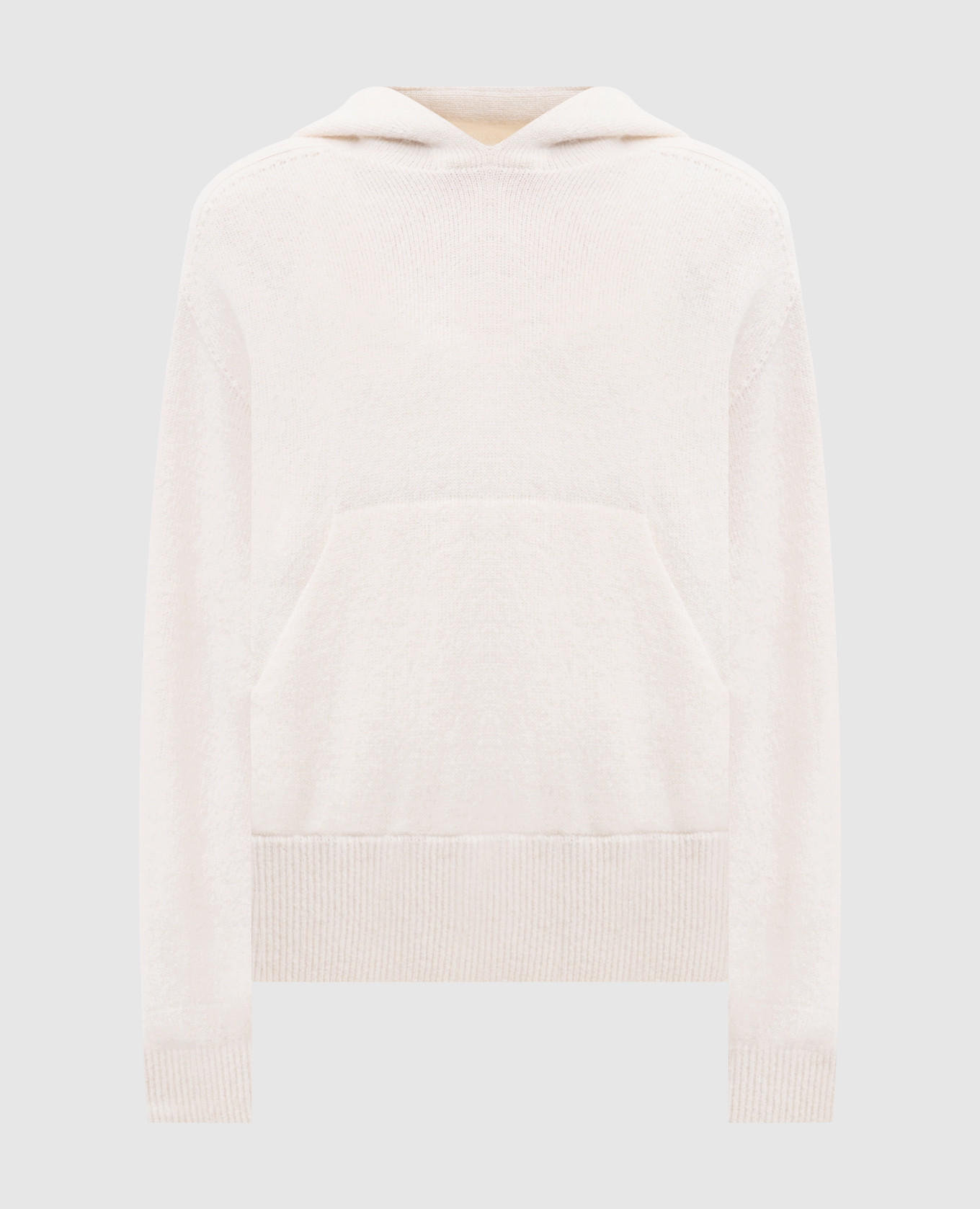 Weißer Kapuzenpullover aus Alpaka und Seide