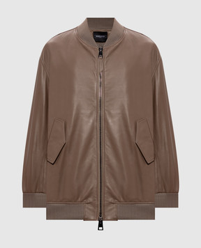 Simonetta Ravizza Petra brown leather long bomber jacket S06JA76L1
