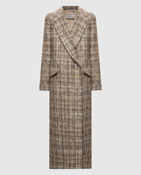 Peserico Beige wool check coat A2017300438