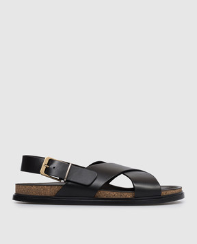 The Row Black leather sandals F1462L822