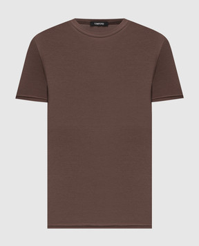 Tom Ford Brown T-shirt with logo patch T4M081040