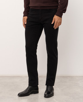 Enrico Mandelli Black jeans with logo patch 0MIAMI6255