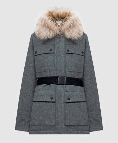 Gray wool jacket with fur
