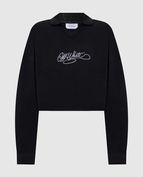 Off-White Black sweatshirt with polo collar 2FE00633T