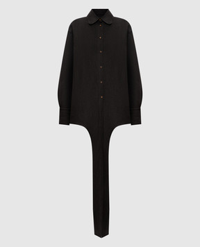 UMA WANG Gray linen and wool shirt UW1022