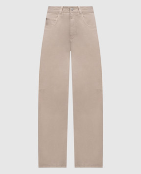 Brunello Cucinelli Beige jeans with logo patch MH137P4057
