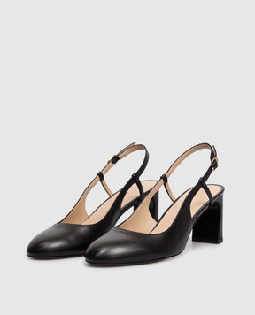 Stuart Weitzman Black leather slingbacks BABETTE SL540