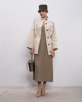 Brunello Cucinelli Brown midi dress with linen MH126AHE42