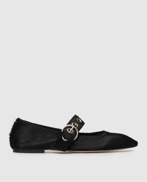 Aeyde Uma black ballet flats in napped leather FL0551052001126
