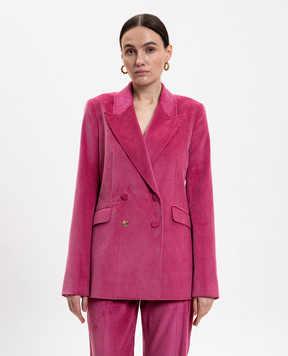 Gabriela Hearst Angela pink double-breasted corduroy jacket 3265113T124