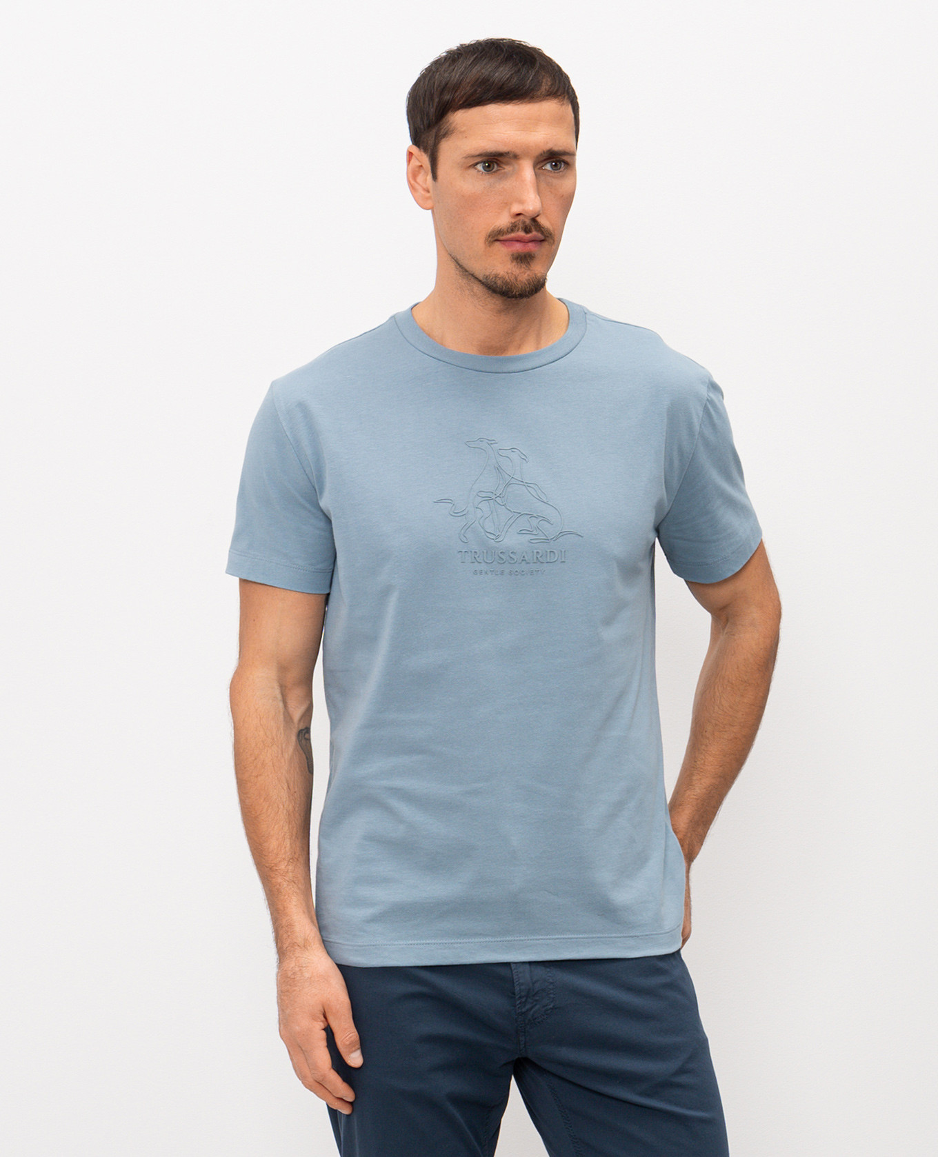 

Blue T-shirt with logo print Trussardi, Light blue