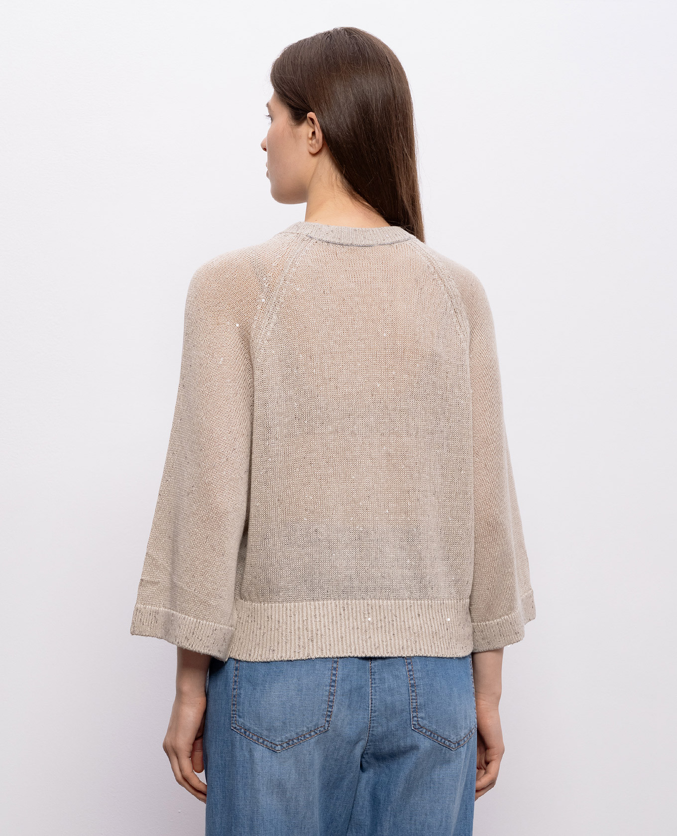 

Beige linen and silk jumper with sequins Brunello Cucinelli