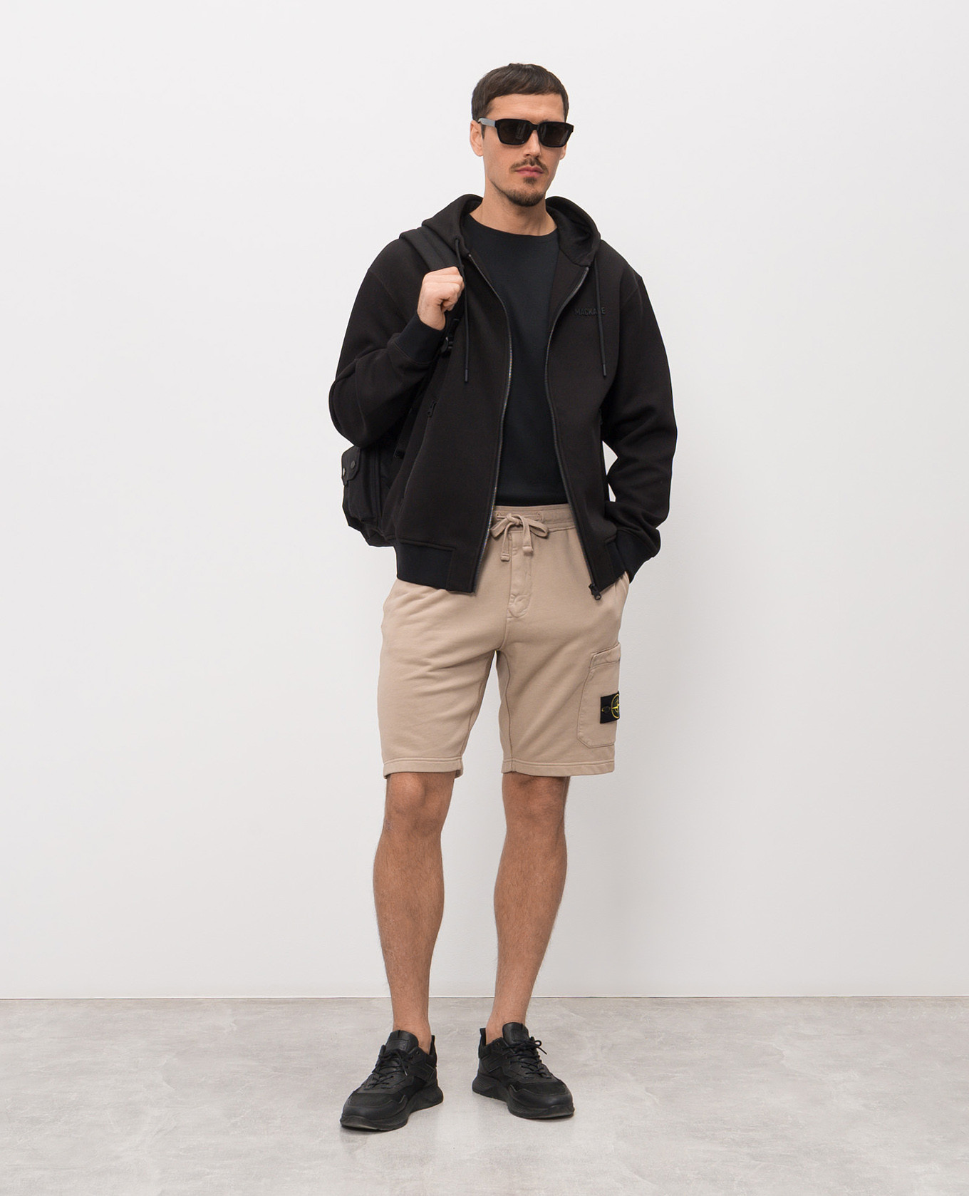 

Beige shorts with logo patch Stone Island