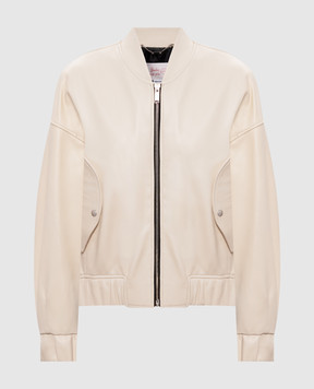 Babe Pay Pls Ivory leather bomber jacket 2411NATUREL
