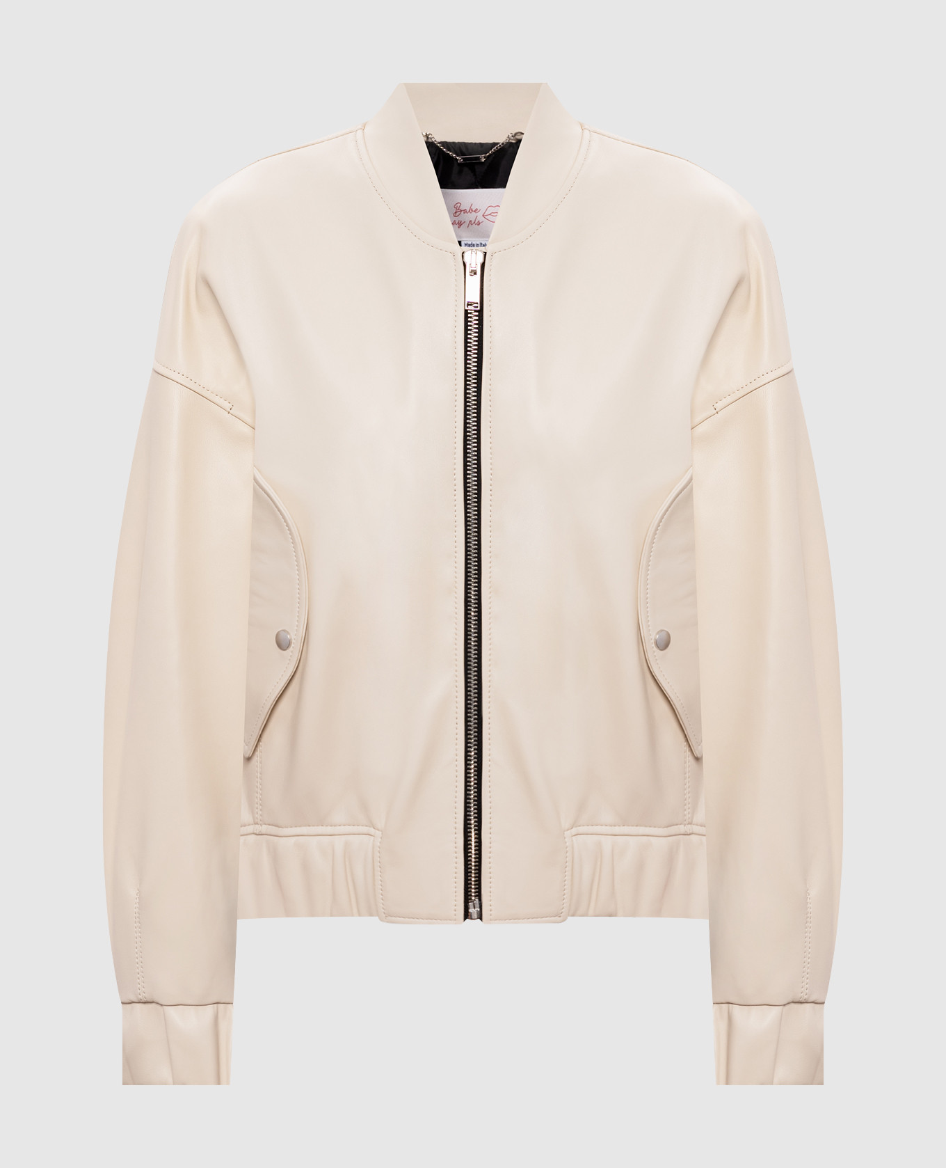 Ivory leather bomber jacket