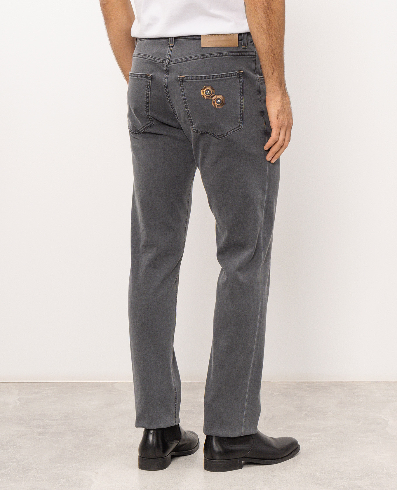 Grey jeans with logo patch Stefano Ricci 4