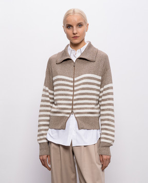 Brunello Cucinelli Brown striped cardigan with lurex MAZ230106P