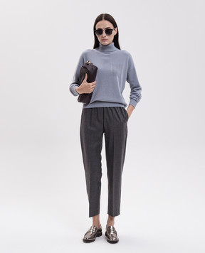 Peserico Gray striped wool pants A0417807504