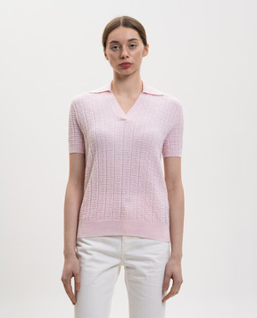 Balmain Pink wool polo shirt with pattern GF1GB030KJ47