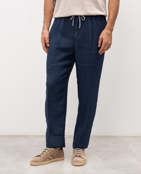 Brunello Cucinelli Blue linen pants M243DE1710