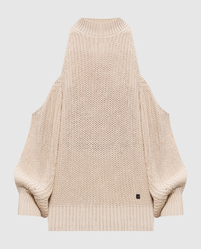 Balmain Beige off-shoulder jumper GF0KE055KJ69