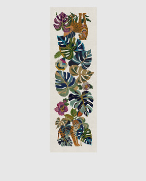 TESSITURA TOSCANA TELERIE Beige LEOLEAF runner with linen NT250075080037